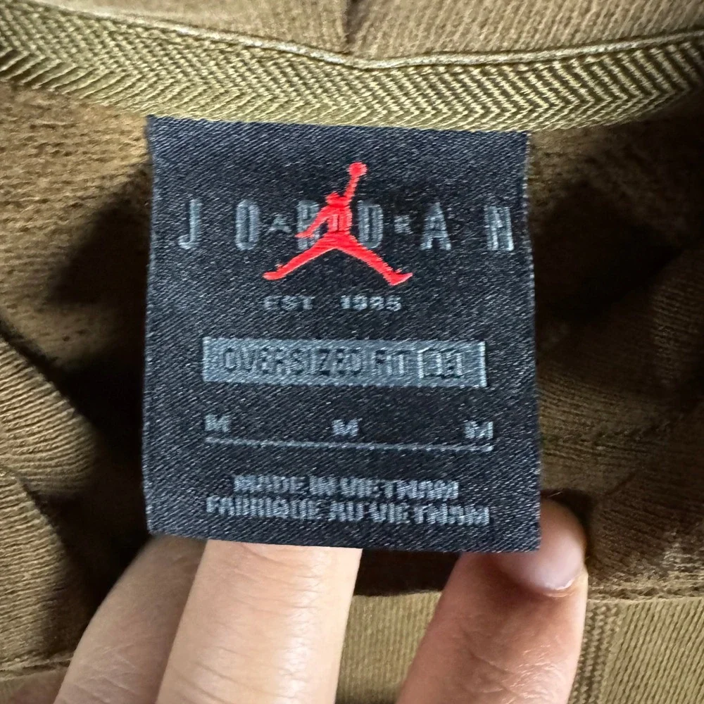 Jordan Flight Mens Oversized Fit Hoodie Brown Cotton Pullover Sweatshirt‎ Medium